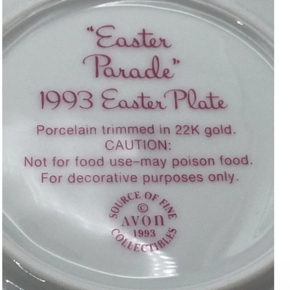 Avon Vintage Set of 2: Easter Parade 1993 Plate & All Dressed Up Easter Plate